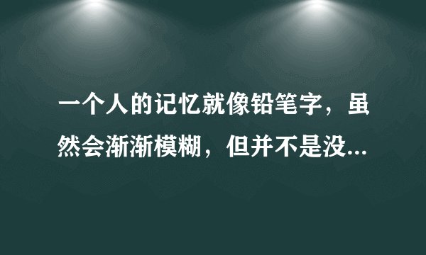 一个人的记忆就像铅笔字，虽然会渐渐模糊，但并不是没有一点痕迹