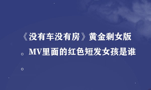 《没有车没有房》黄金剩女版。MV里面的红色短发女孩是谁。