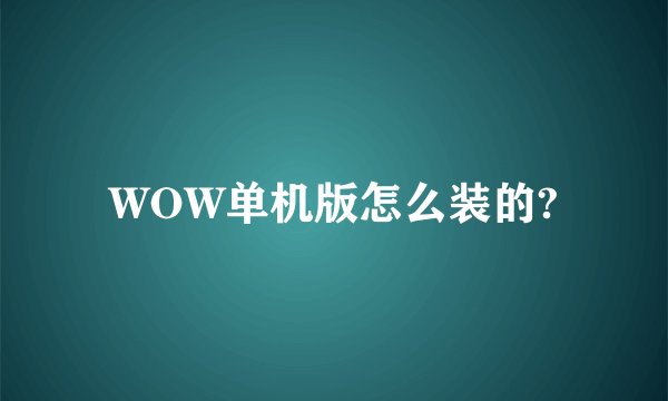 WOW单机版怎么装的?