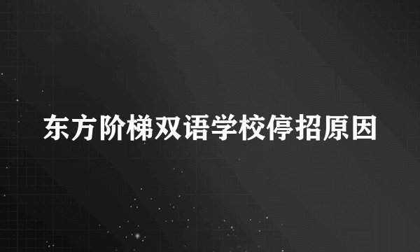东方阶梯双语学校停招原因