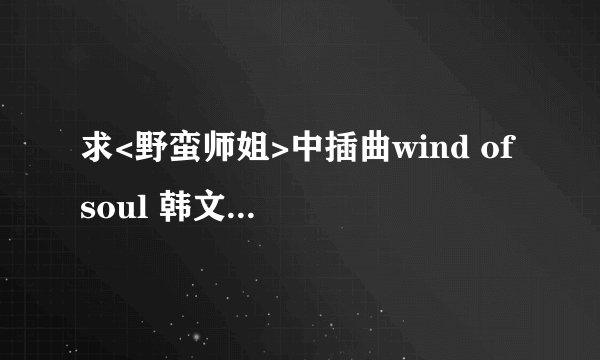 求<野蛮师姐>中插曲wind of soul 韩文歌词,youme 唱的