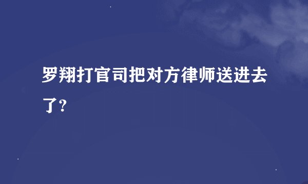 罗翔打官司把对方律师送进去了?