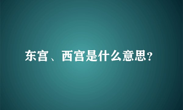 东宫、西宫是什么意思？