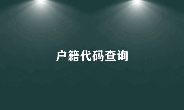 户籍代码查询