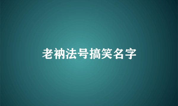 老衲法号搞笑名字