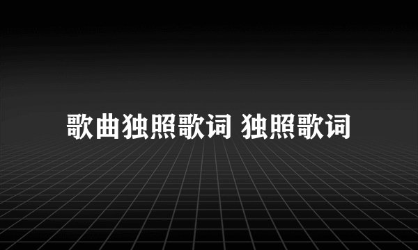 歌曲独照歌词 独照歌词