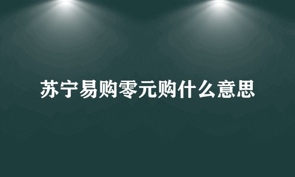 苏宁易购零元购什么意思