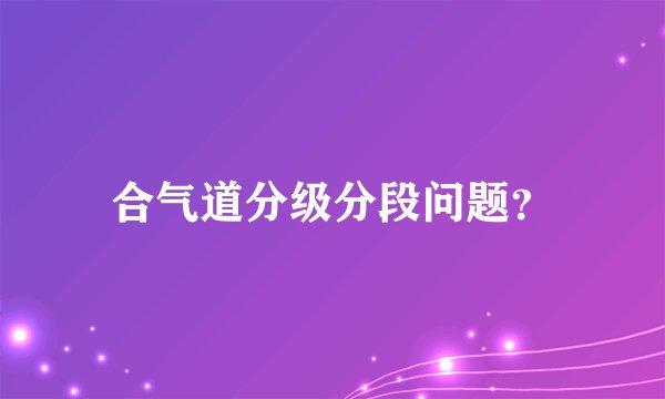 合气道分级分段问题？