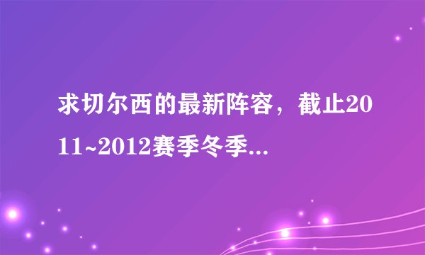 求切尔西的最新阵容，截止2011~2012赛季冬季转会结束