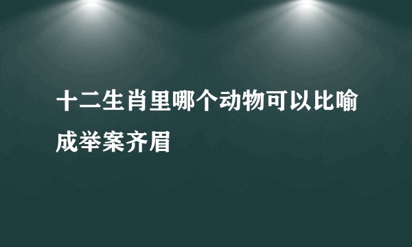 十二生肖里哪个动物可以比喻成举案齐眉