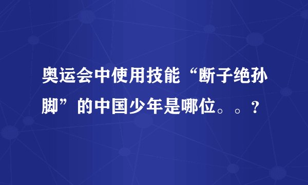 奥运会中使用技能“断子绝孙脚”的中国少年是哪位。。？
