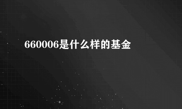 660006是什么样的基金
