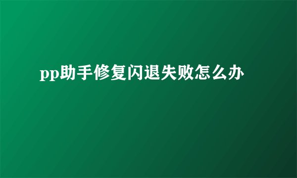 pp助手修复闪退失败怎么办