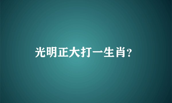 光明正大打一生肖？
