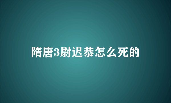 隋唐3尉迟恭怎么死的