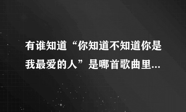 有谁知道“你知道不知道你是我最爱的人”是哪首歌曲里面的歌词，谢谢了