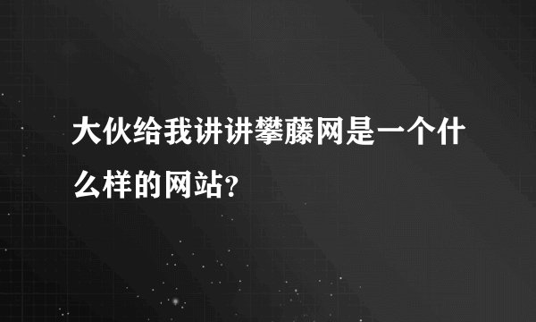 大伙给我讲讲攀藤网是一个什么样的网站？