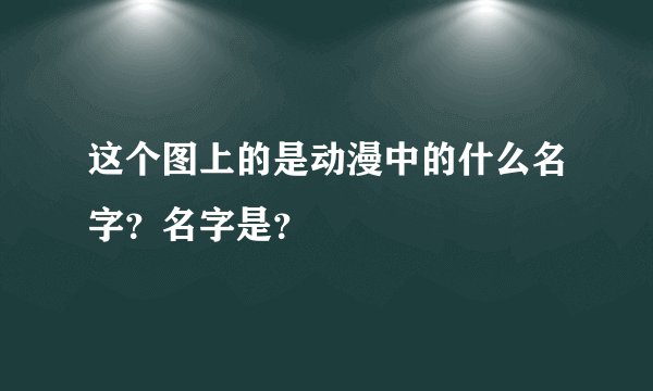 这个图上的是动漫中的什么名字？名字是？