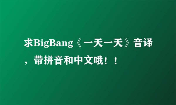 求BigBang《一天一天》音译，带拼音和中文哦！！