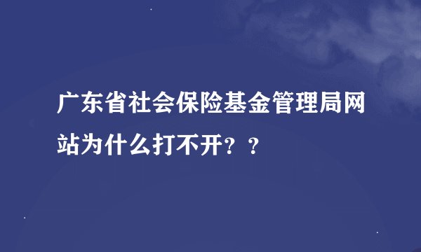 广东省社会保险基金管理局网站为什么打不开？？