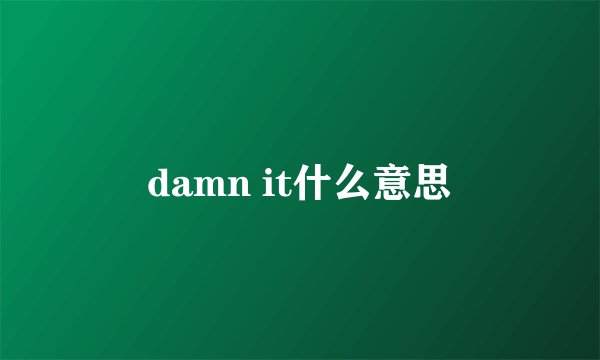 damn it什么意思