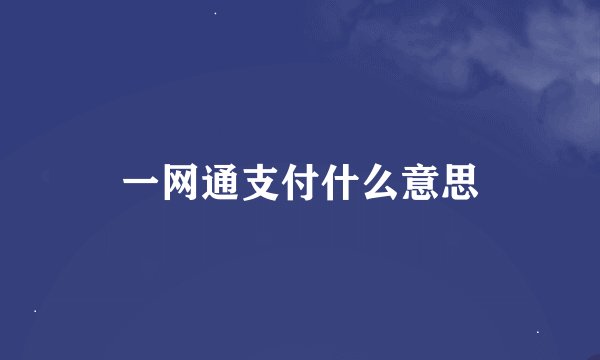 一网通支付什么意思