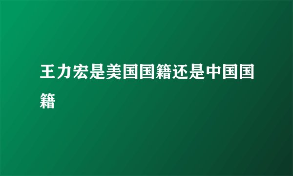王力宏是美国国籍还是中国国籍