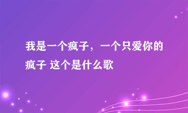 我是一个疯子，一个只爱你的疯子 这个是什么歌
