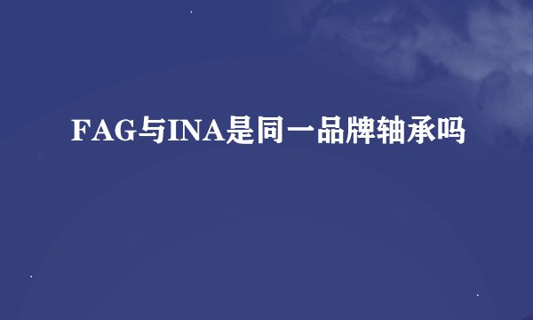 FAG与INA是同一品牌轴承吗