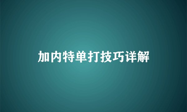 加内特单打技巧详解