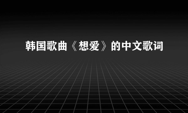 韩国歌曲《想爱》的中文歌词