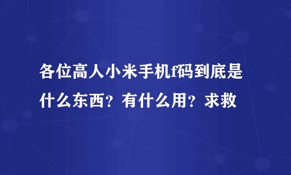 各位高人小米手机f码到底是什么东西？有什么用？求救