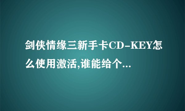 剑侠情缘三新手卡CD-KEY怎么使用激活,谁能给个最新,最好是金山游戏通用的?先谢过了