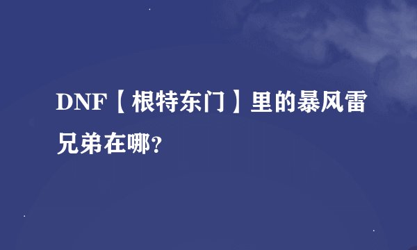 DNF【根特东门】里的暴风雷兄弟在哪？