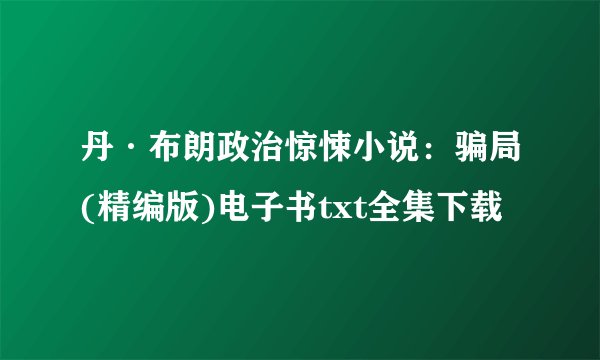 丹·布朗政治惊悚小说：骗局(精编版)电子书txt全集下载