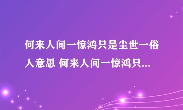 何来人间一惊鸿只是尘世一俗人意思 何来人间一惊鸿只是尘世一俗人是什么意思