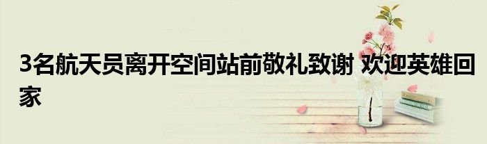 3名航天员离开空间站前敬礼致谢欢迎英雄回家