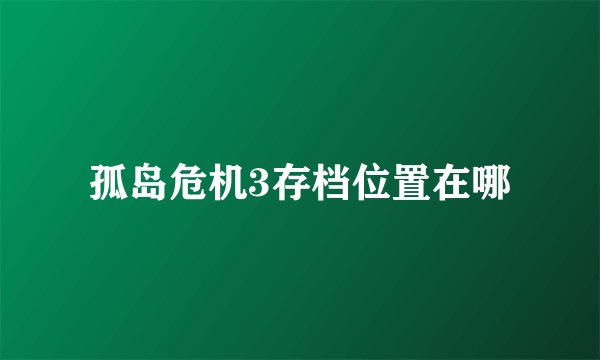 孤岛危机3存档位置在哪