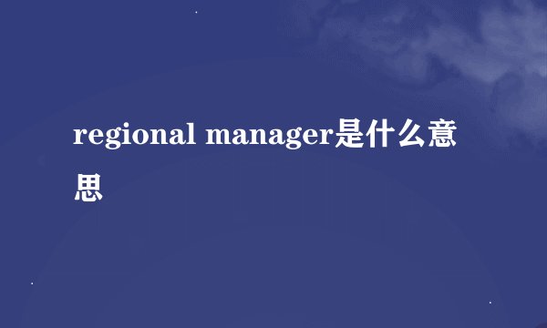 regional manager是什么意思