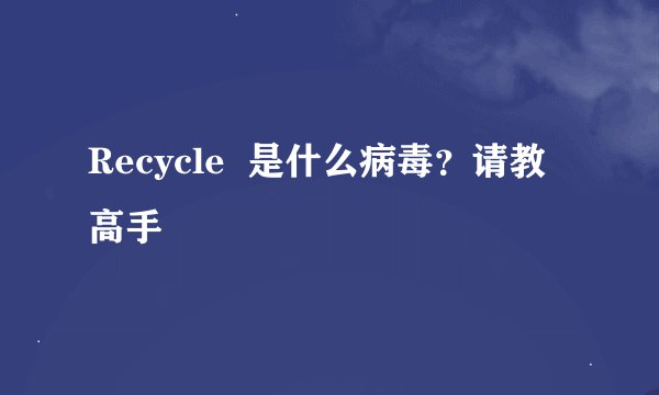 Recycle  是什么病毒？请教高手