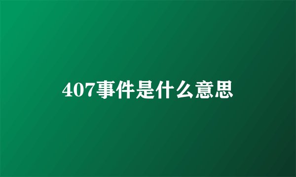 407事件是什么意思