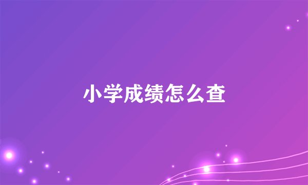 小学成绩怎么查