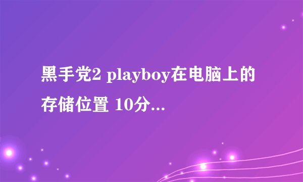 黑手党2 playboy在电脑上的存储位置 10分！！！！！！！！！！！！！！
