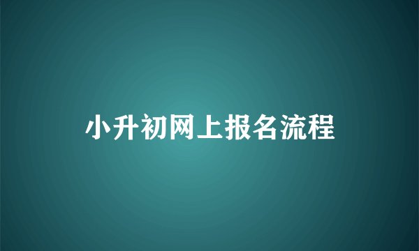 小升初网上报名流程