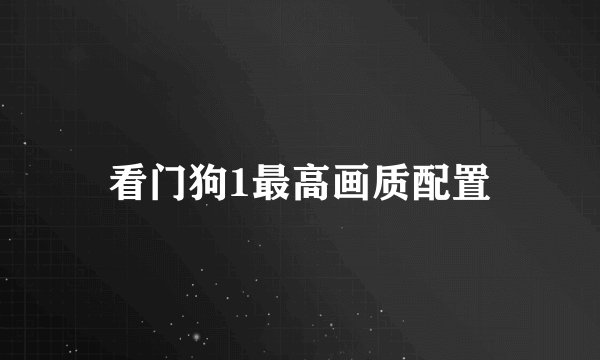 看门狗1最高画质配置