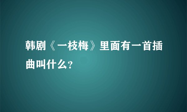 韩剧《一枝梅》里面有一首插曲叫什么？