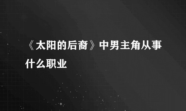 《太阳的后裔》中男主角从事什么职业