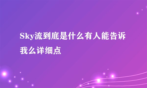 Sky流到底是什么有人能告诉我么详细点