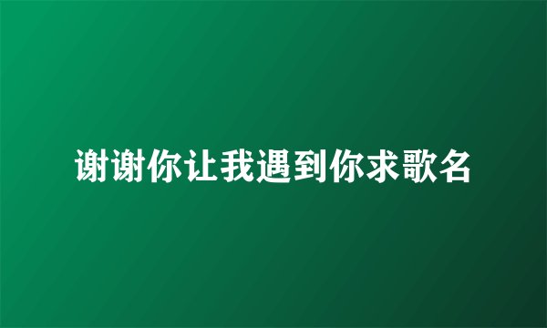 谢谢你让我遇到你求歌名