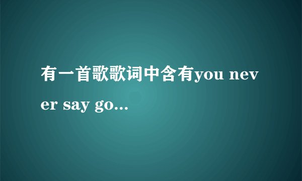 有一首歌歌词中含有you never say goodbye我不要你离开 是什么歌